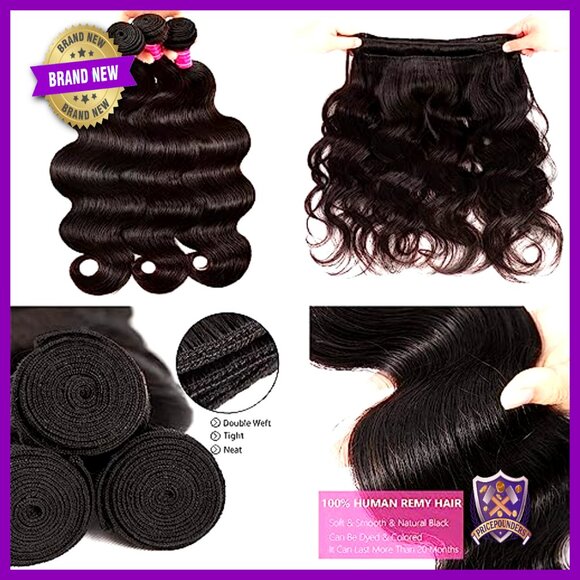 Body Wave Human Hair Bundles with HD Lace Closure 3-Pack 10A Grade main image 6
